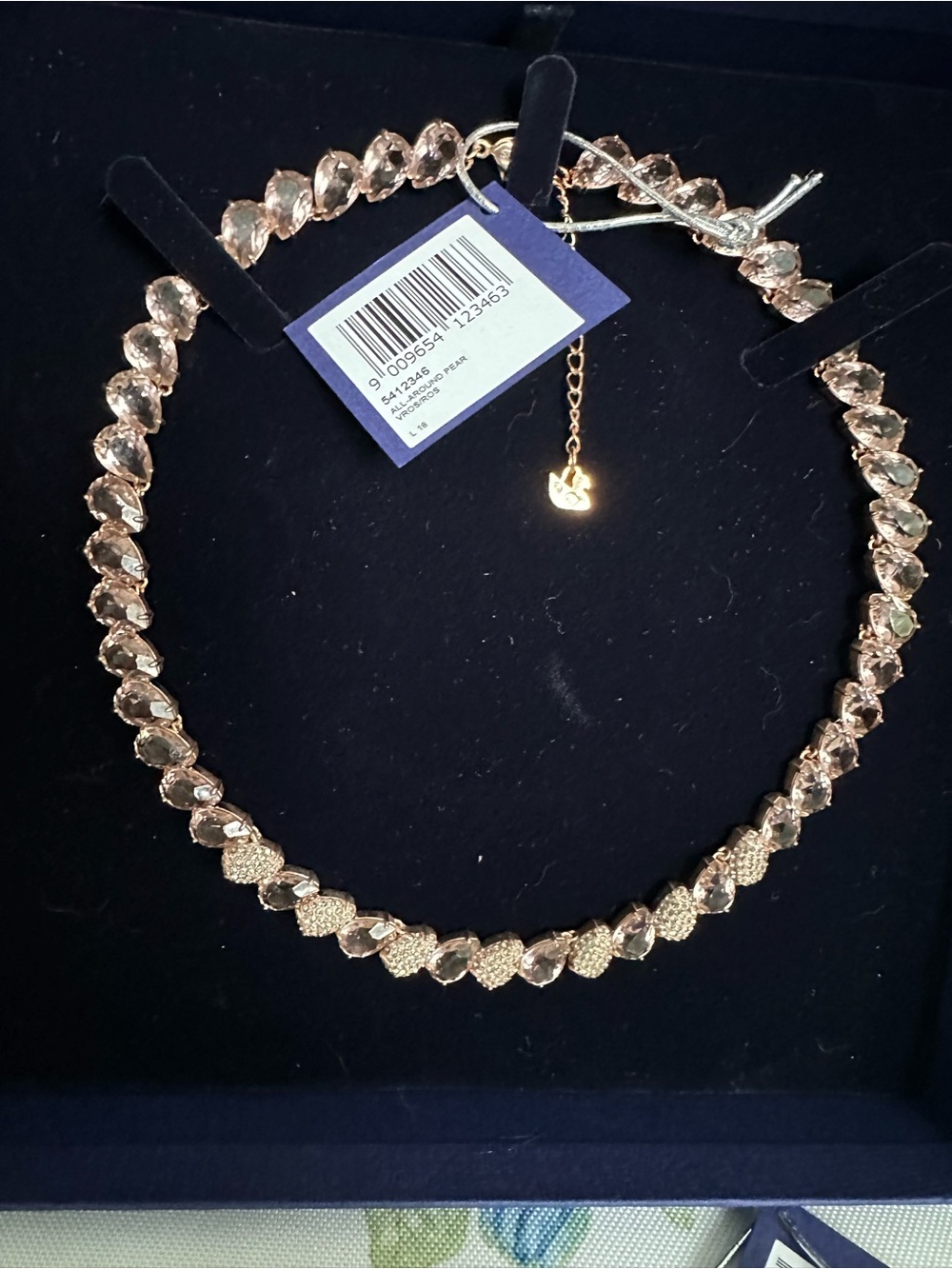 Swarovski Rose Gold Crystal Pear Accent Necklace -NIB - Style 5412346